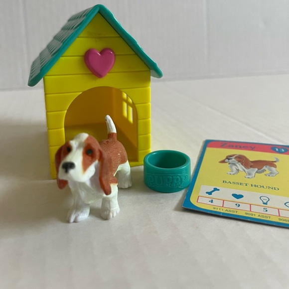 Vintage 90s puppy in my pocket dog play set basset hound figure - Picture 2 of 7
